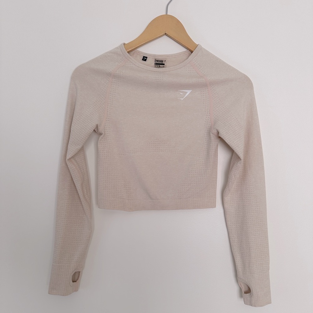 Gymshark Cream Long Sleeve Crop Top